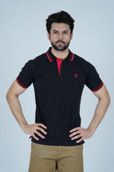 Men's Chic Black Cotton Polo Shirt - CrossFitters