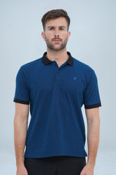 Men's Classic Blue Cotton Polo Shirt - CrossFitters