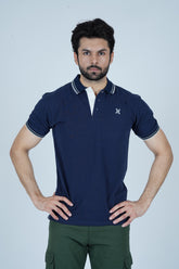 Men's Space Blue Cotton Polo Shirt - CrossFitters
