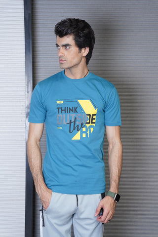 Men's Azure Blue Cotton T-Shirt - CrossFitters