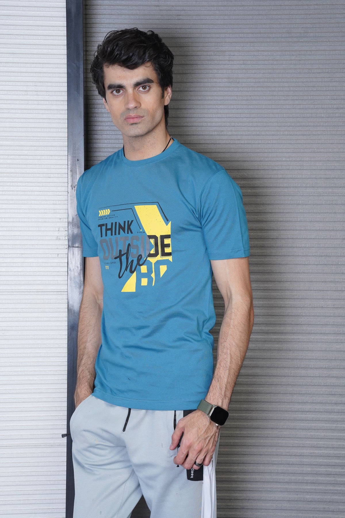 Men's Azure Blue Cotton T-Shirt - CrossFitters