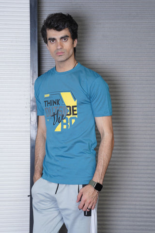 Men's Azure Blue Cotton T-Shirt - CrossFitters