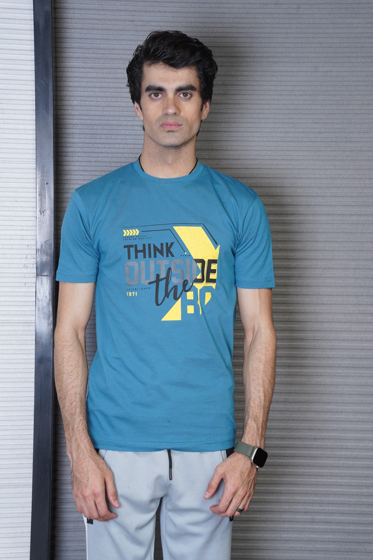 Men's Azure Blue Cotton T-Shirt - CrossFitters