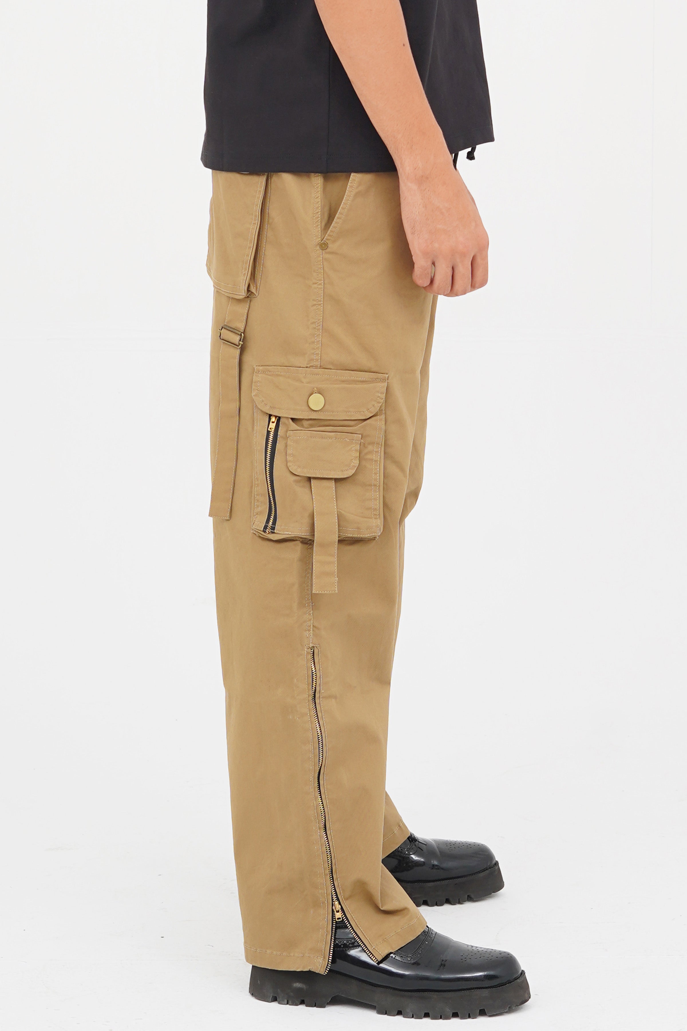 Men's Beige Cotton Cargo Pant - CrossFitters