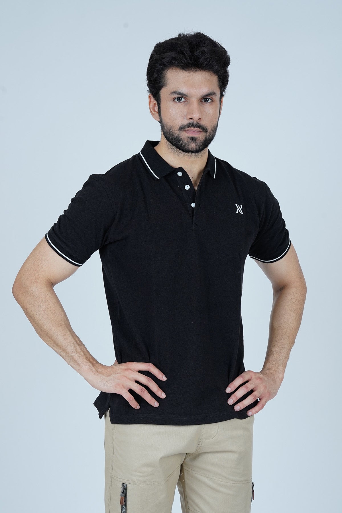 Men's Black Cotton Polo Shirt - CrossFitters