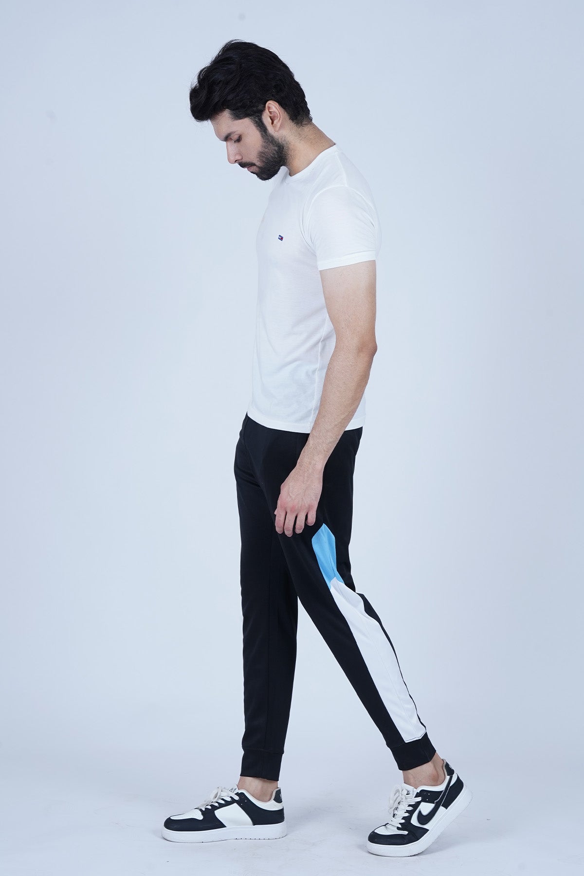 Men's Black Stripped Polyester Joggers Pant - CrossFitters