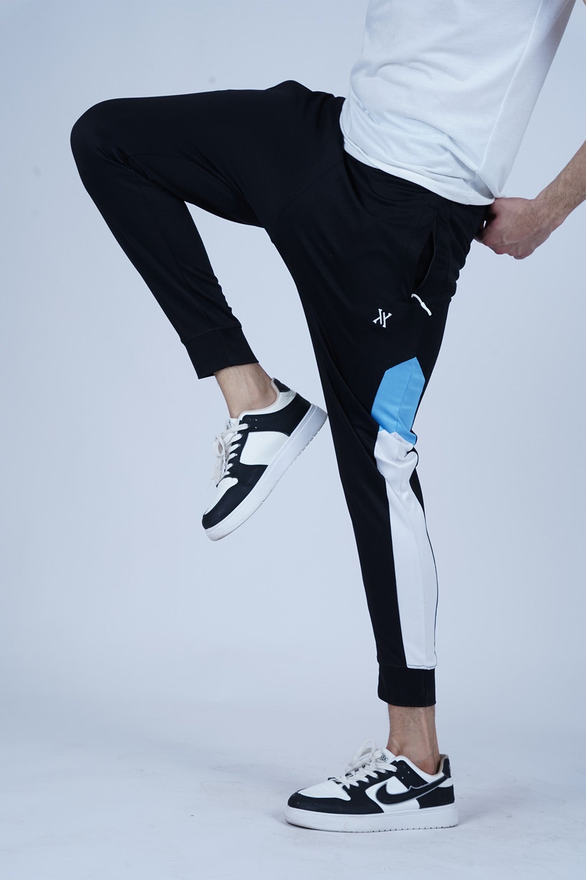 Men's Black Stripped Polyester Joggers Pant - CrossFitters
