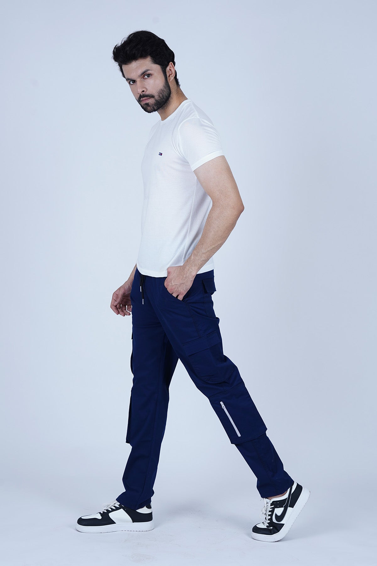 Men's Blue Cotton Cargo Pant - CrossFitters