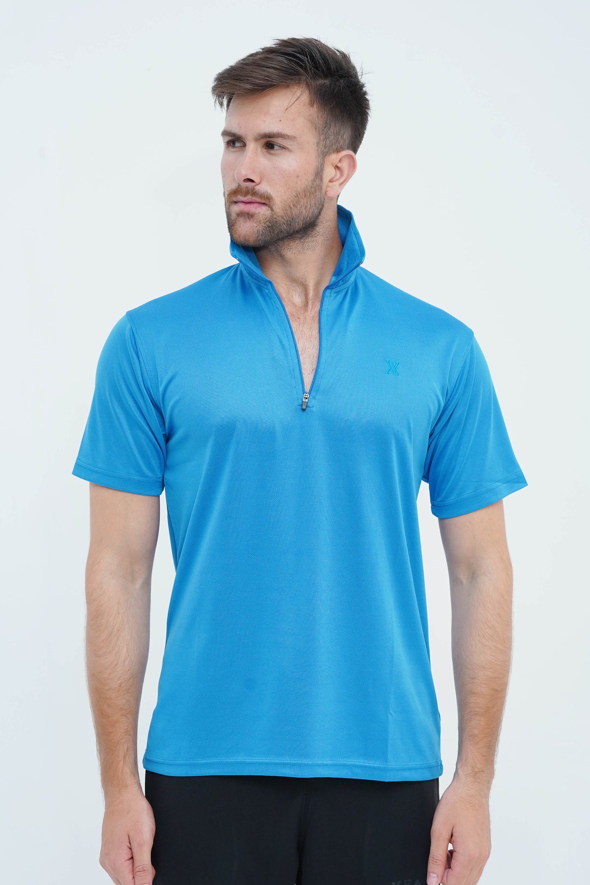 Men's Blue Polyester Polo Shirt - CrossFitters