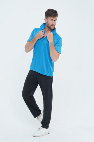 Men's Blue Polyester Polo Shirt - CrossFitters