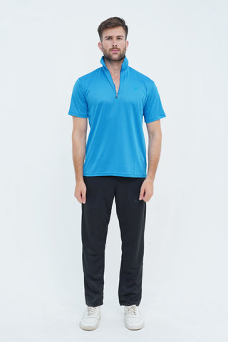 Men's Blue Polyester Polo Shirt - CrossFitters