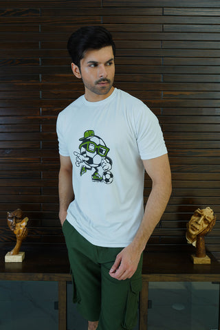 Men's Cartoon White Polyester T-Shirt - CrossFitters