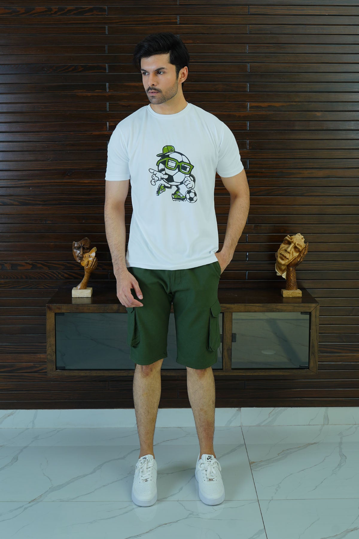 Men's Cartoon White Polyester T-Shirt - CrossFitters