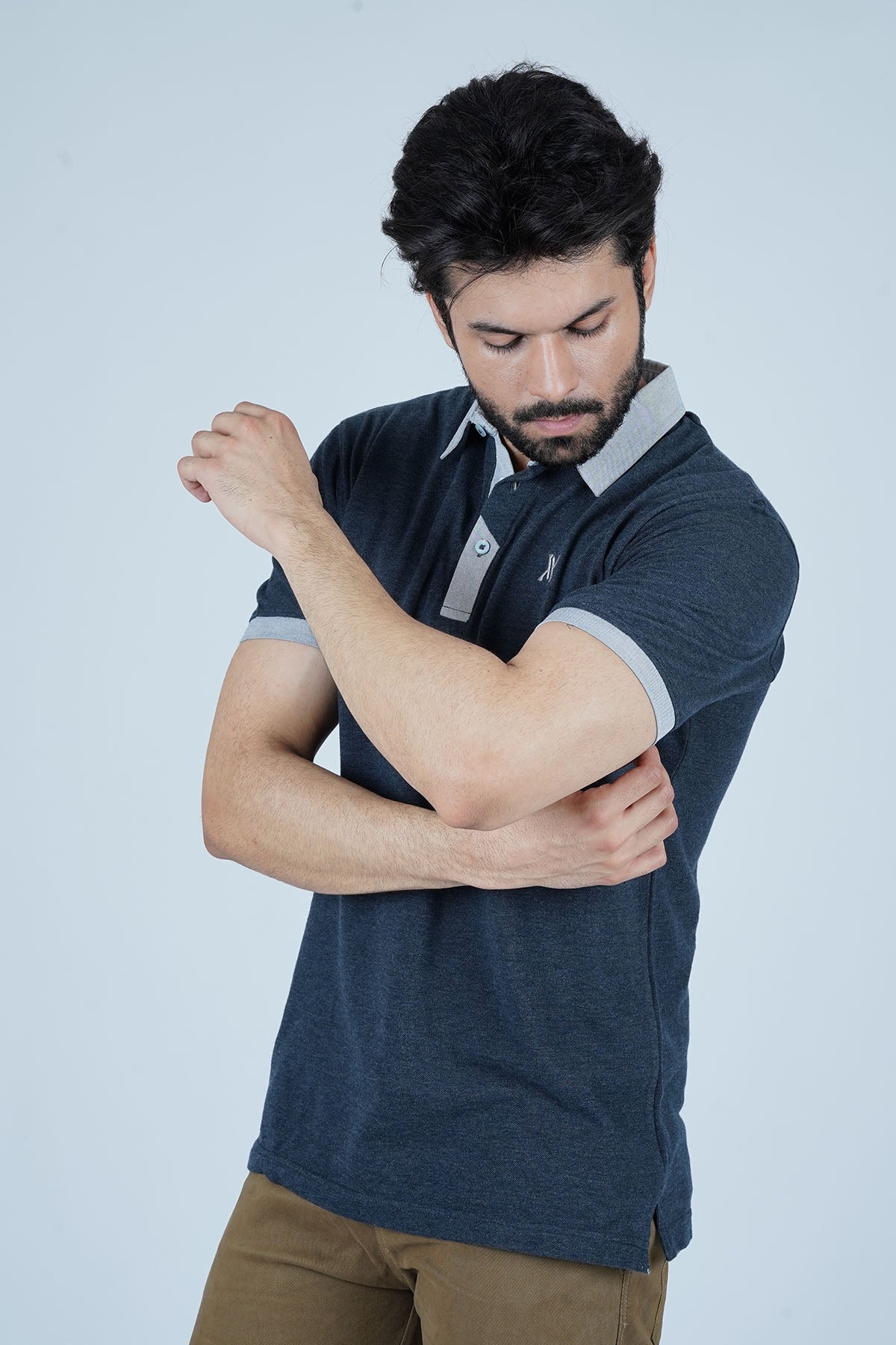 Men's Charcoal Cotton Polo Shirt - CrossFitters