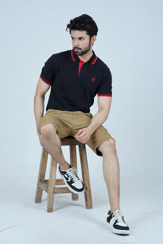 Men's Chic Black Cotton Polo Shirt - CrossFitters