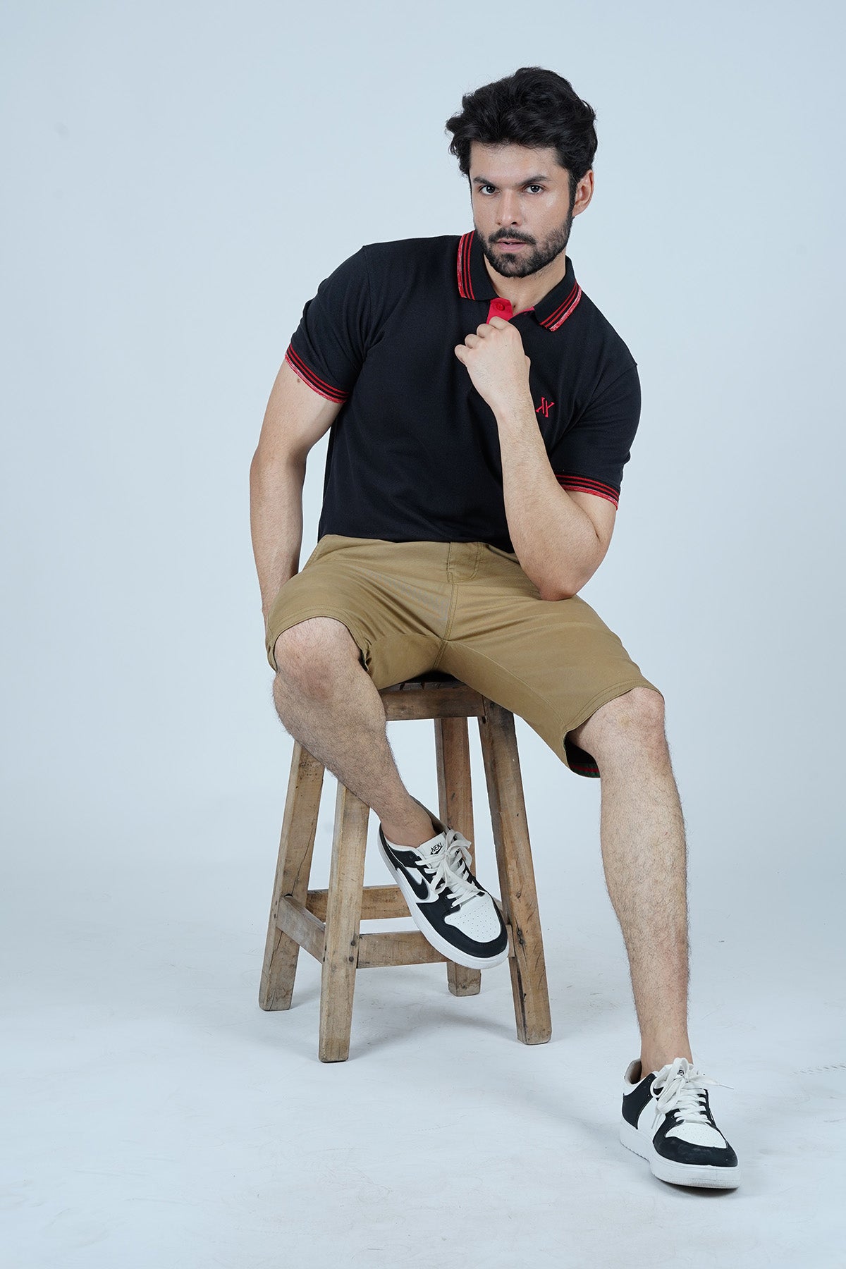 Men's Chic Black Cotton Polo Shirt - CrossFitters