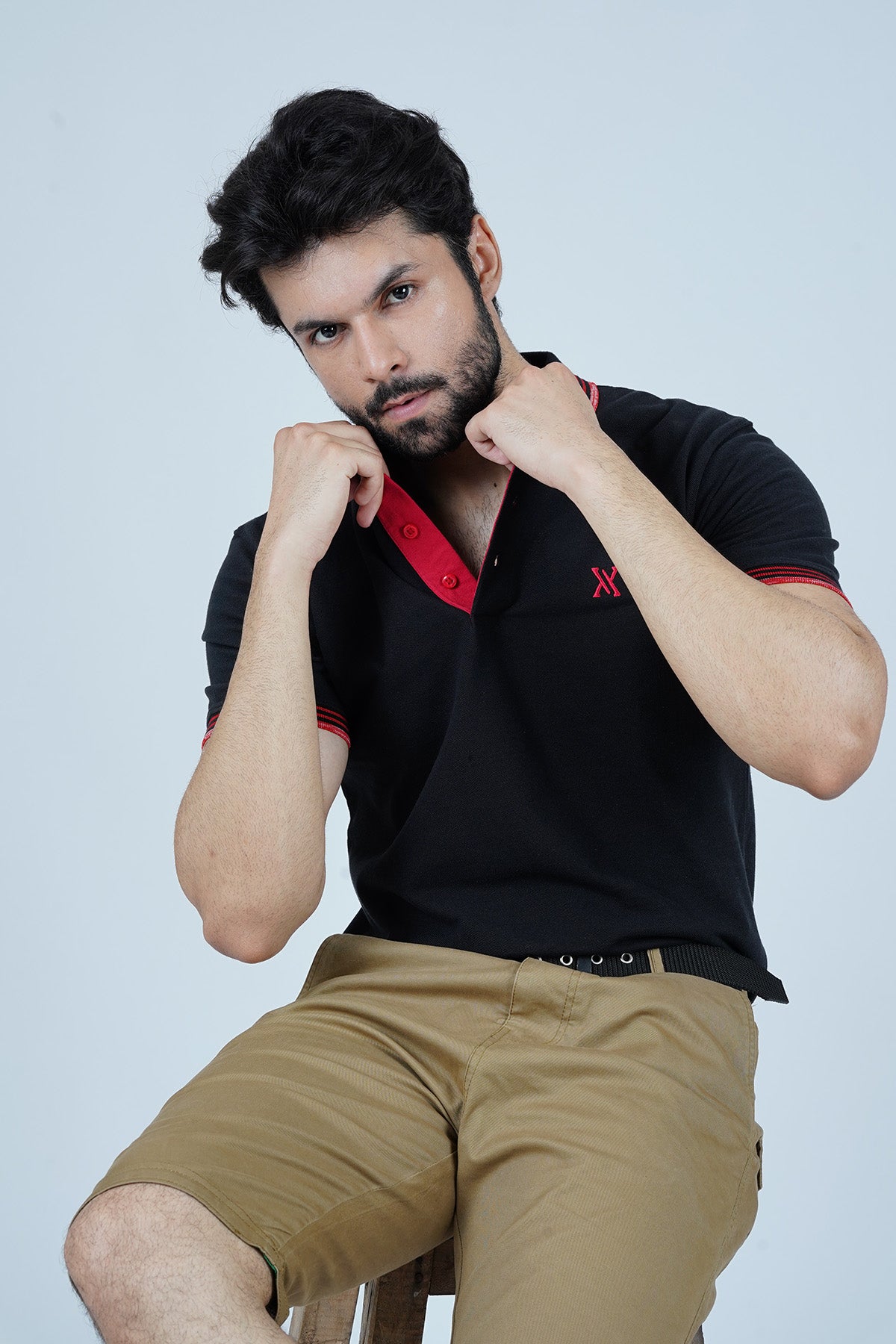 Men's Chic Black Cotton Polo Shirt - CrossFitters