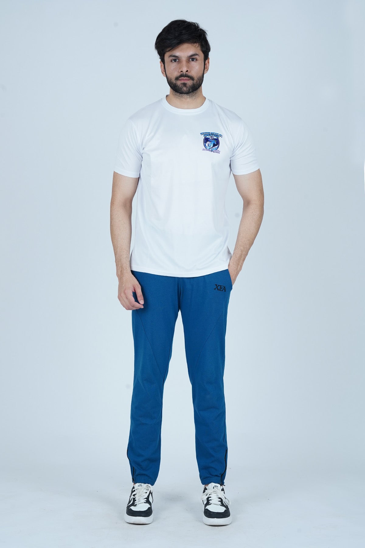 Men's Classic Blue Cotton Jogger Pants - CrossFitters