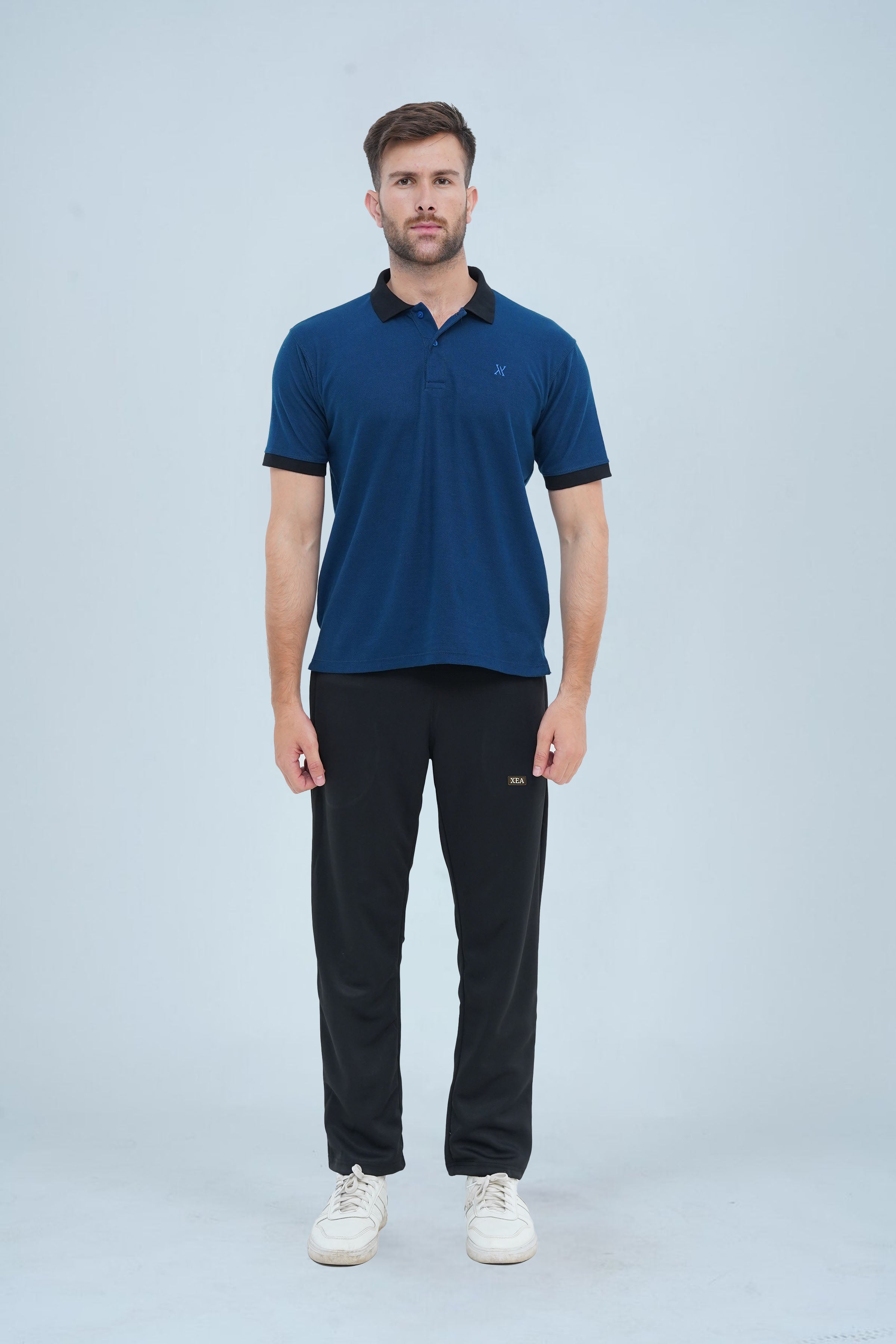 Men's Classic Blue Cotton Polo Shirt - CrossFitters
