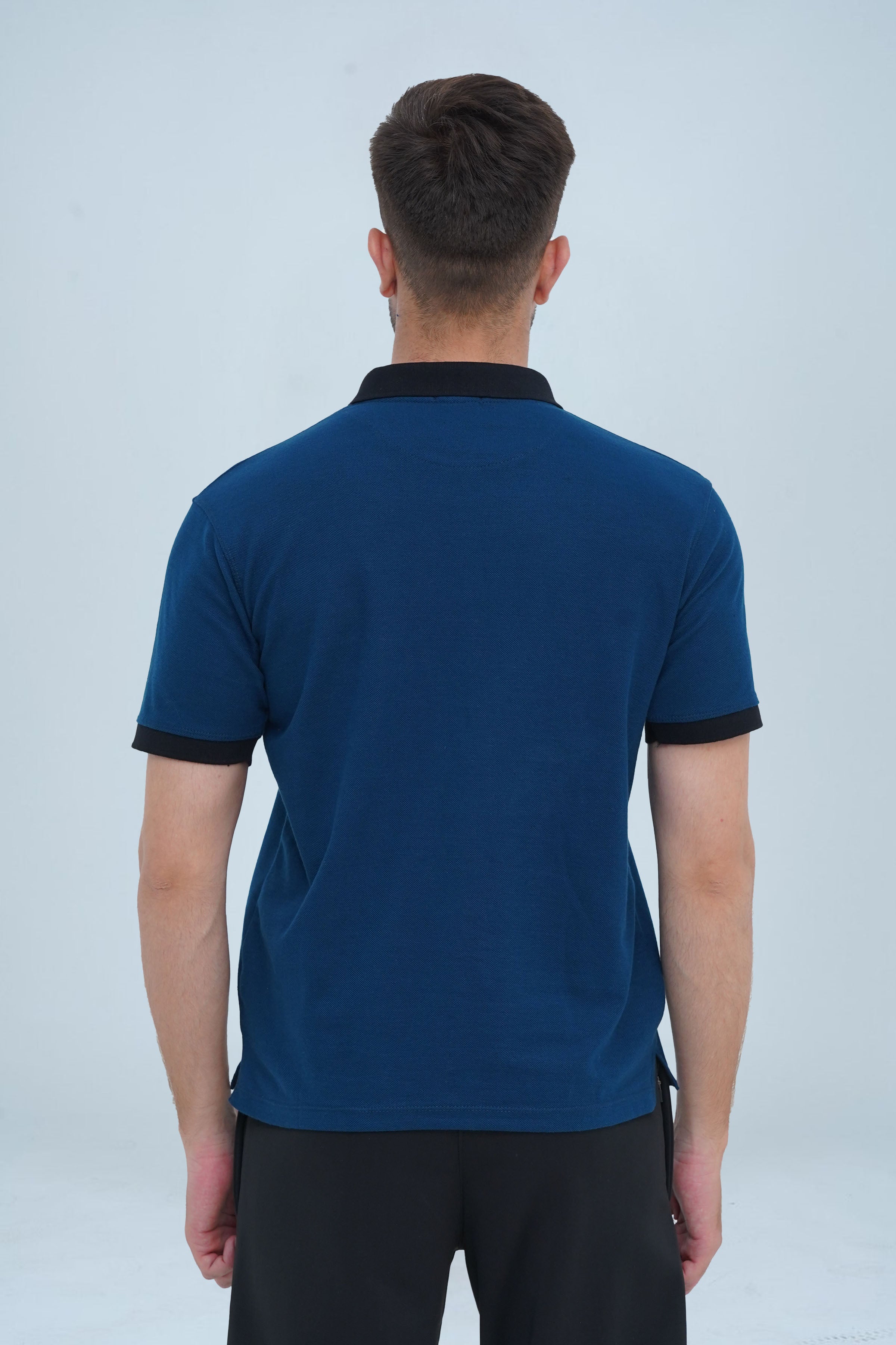 Men's Classic Blue Cotton Polo Shirt - CrossFitters