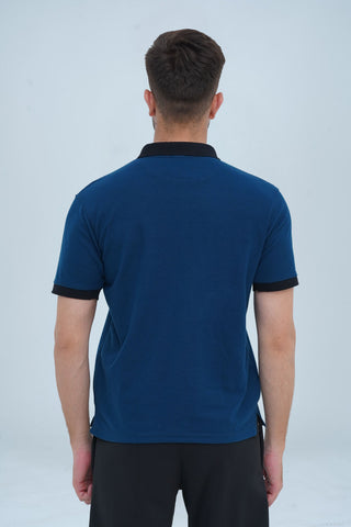 Men's Classic Blue Cotton Polo Shirt - CrossFitters