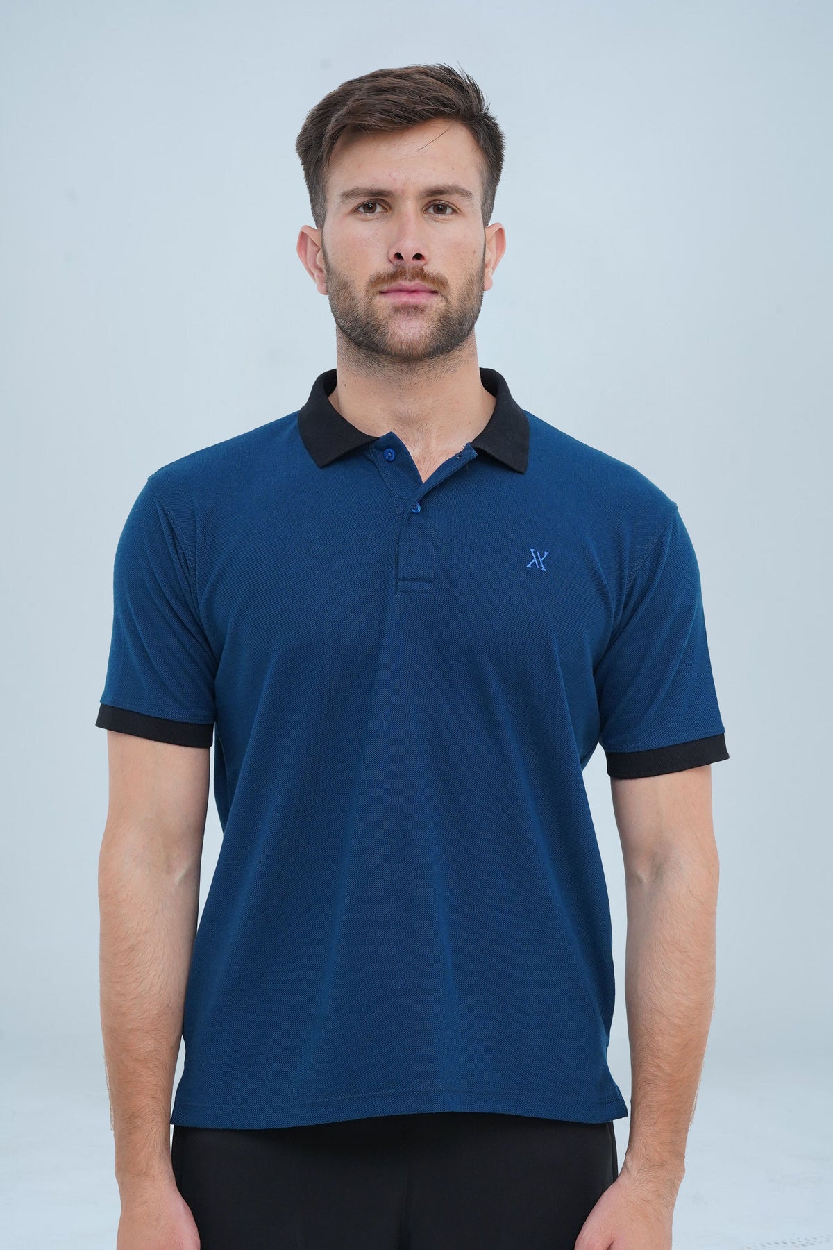 Men's Classic Blue Cotton Polo Shirt - CrossFitters