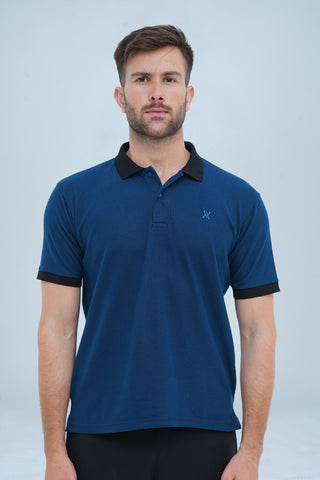 Men's Classic Blue Cotton Polo Shirt - CrossFitters