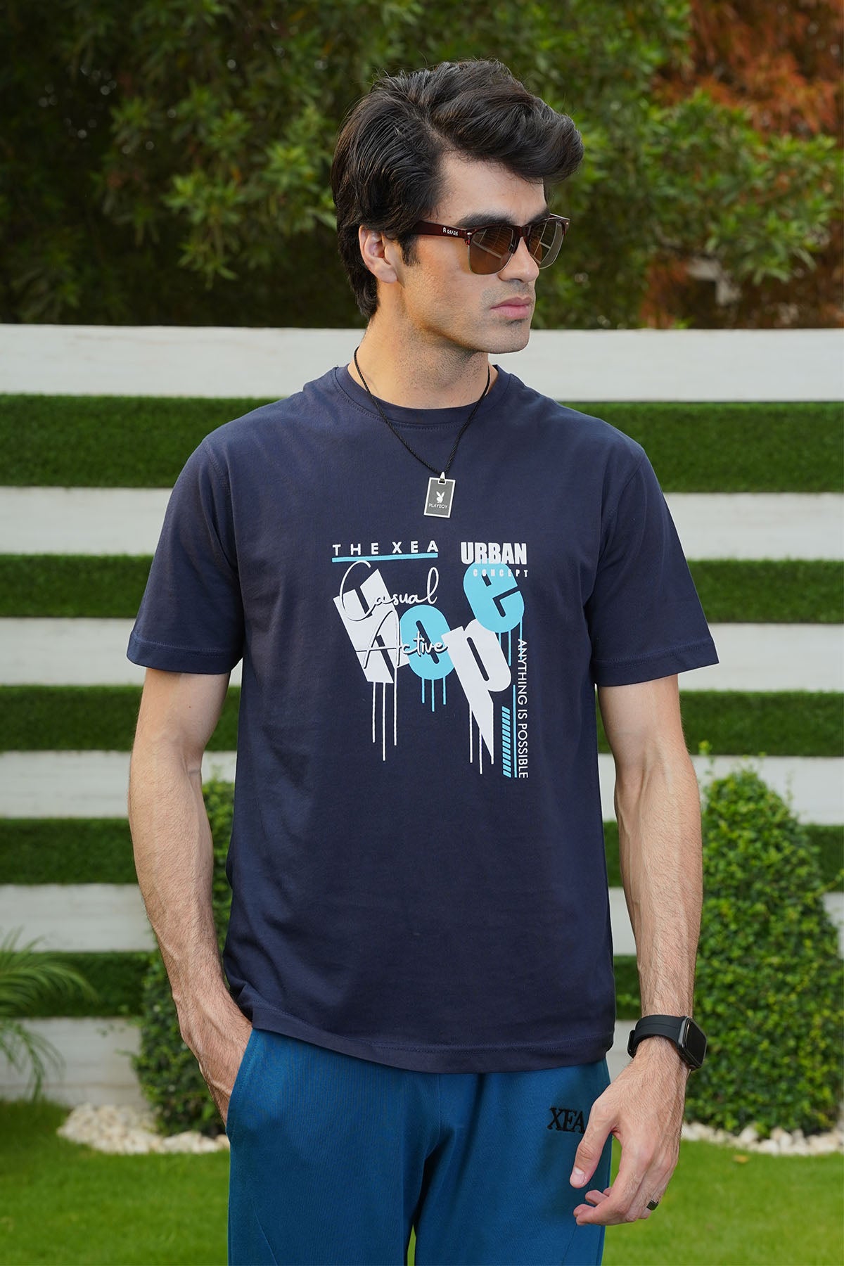 Men's Classic Blue Cotton T-Shirt - CrossFitters