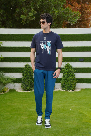 Men's Classic Blue Cotton T-Shirt - CrossFitters