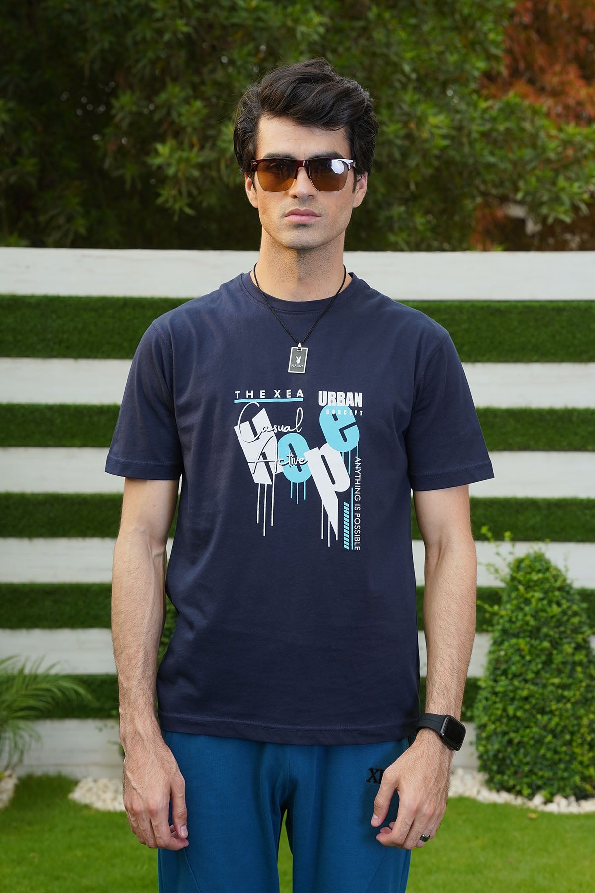 Men's Classic Blue Cotton T-Shirt - CrossFitters