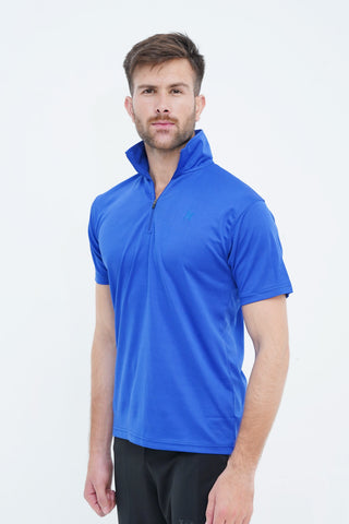 Men's Cobalt Blue Polyester Polo Shirt - CrossFitters
