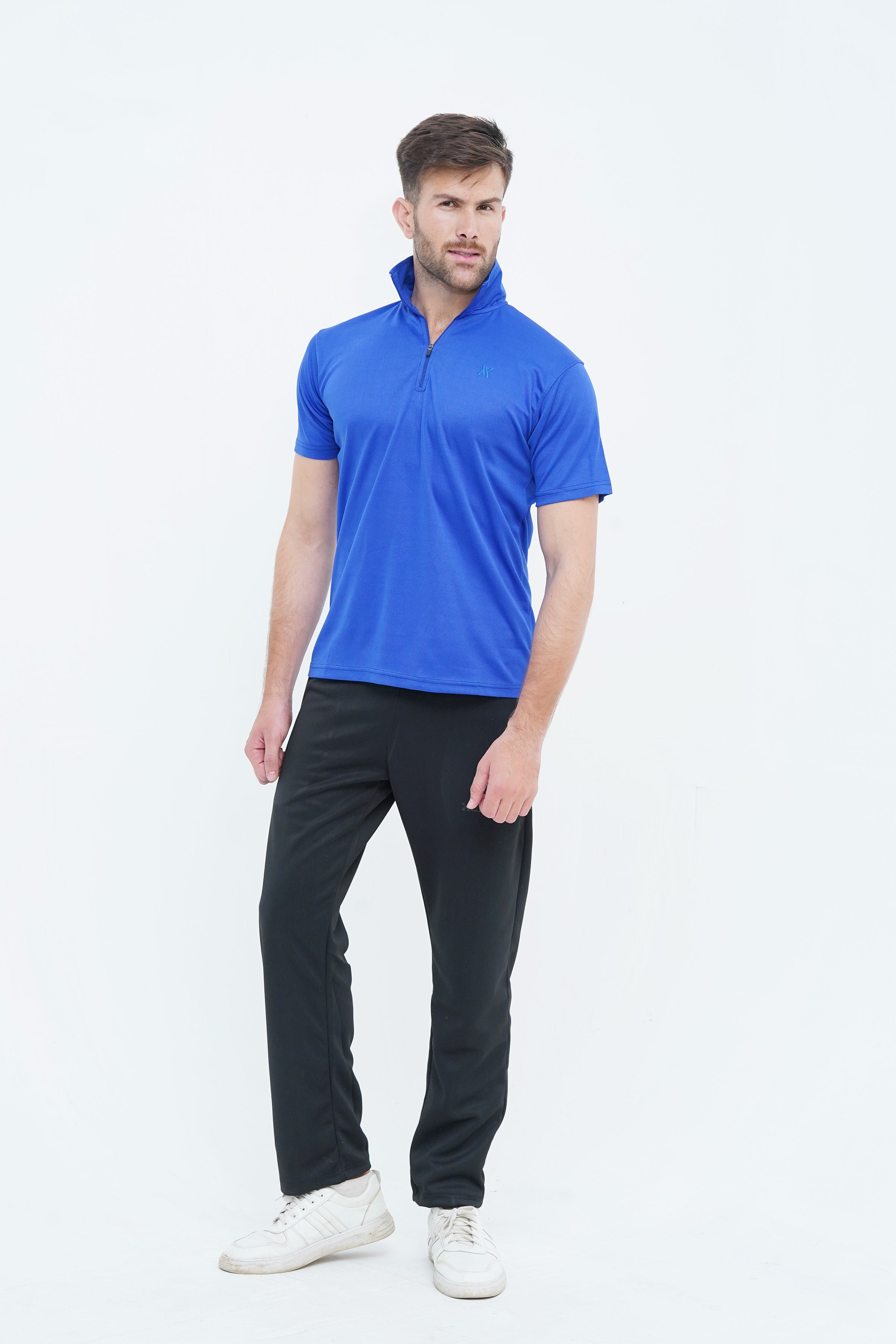 Men's Cobalt Blue Polyester Polo Shirt - CrossFitters