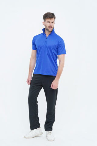 Men's Cobalt Blue Polyester Polo Shirt - CrossFitters
