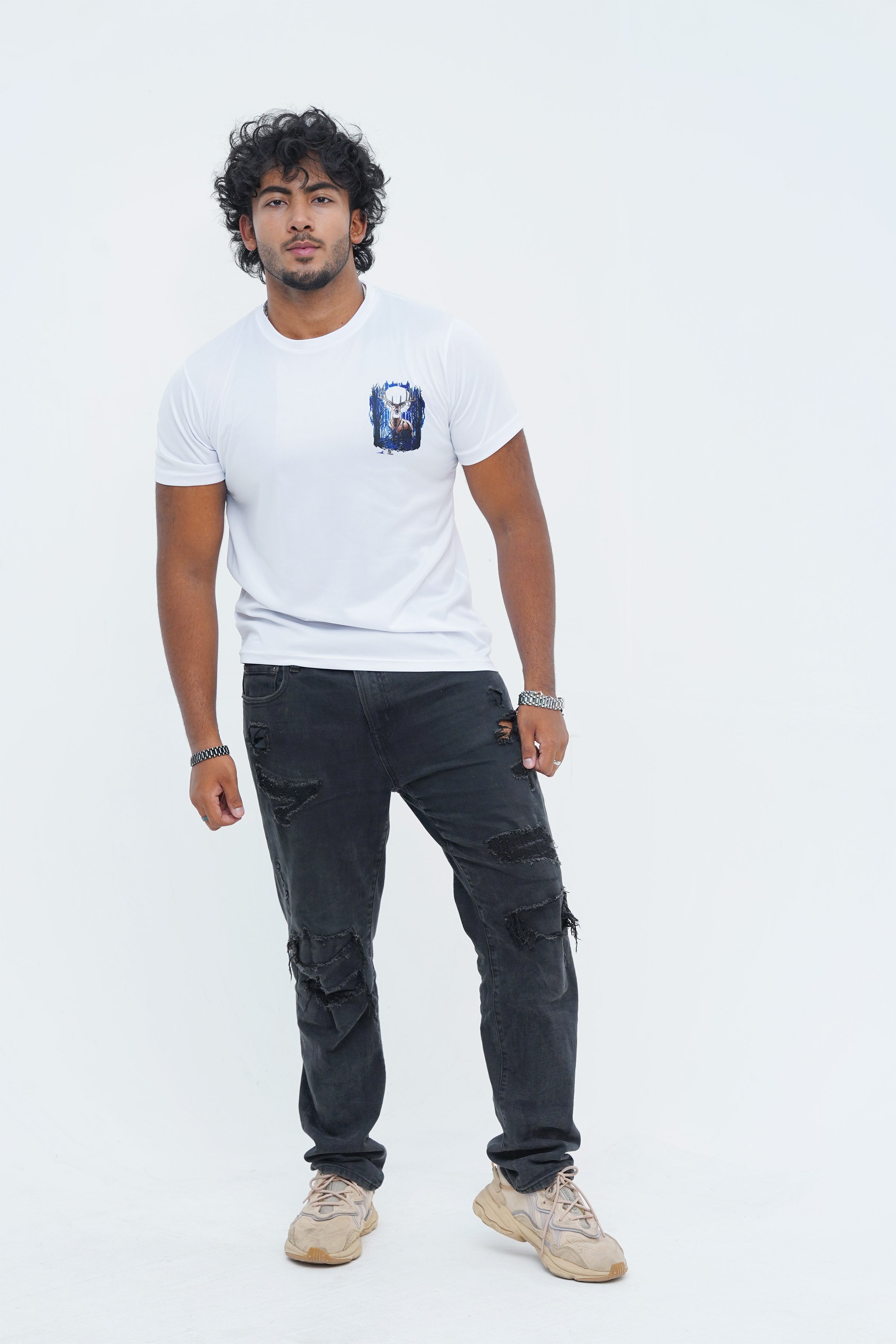 Men's Deer White Polyester T-Shirt - CrossFitters