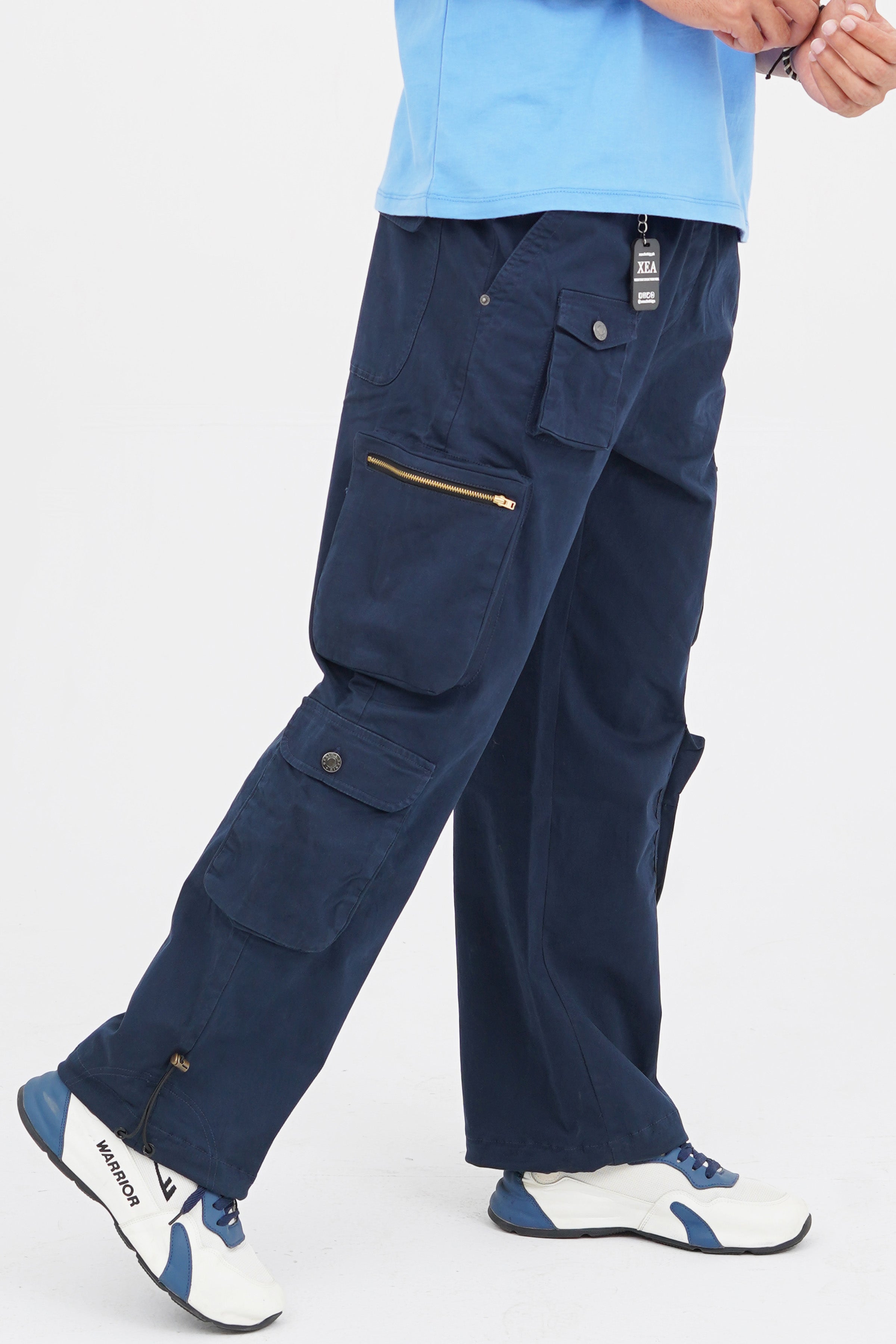 Men's Navy Blue Cotton Cargo Pant - CrossFitters