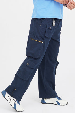 Men's Navy Blue Cotton Cargo Pant - CrossFitters
