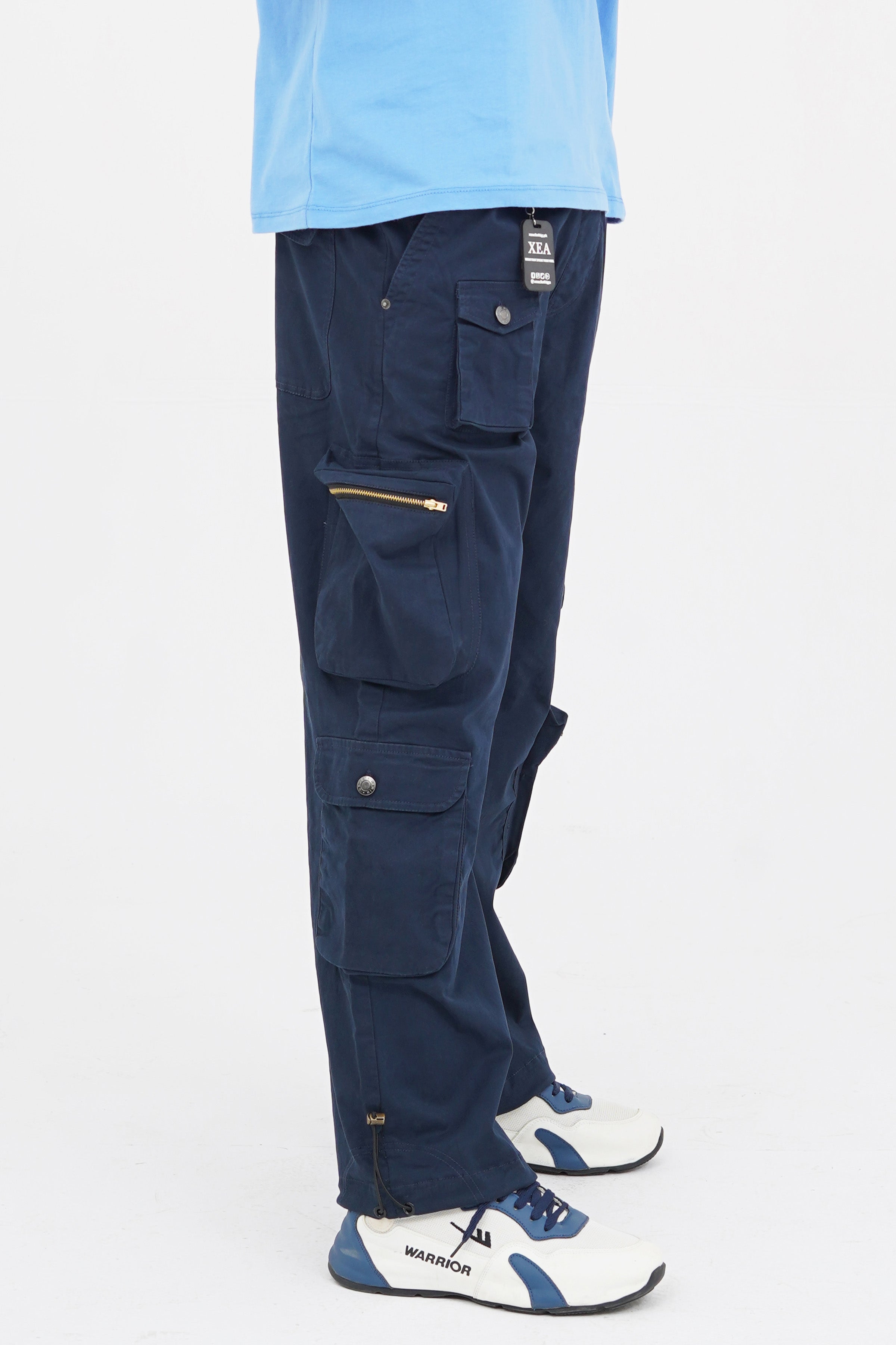 Men's Navy Blue Cotton Cargo Pant - CrossFitters