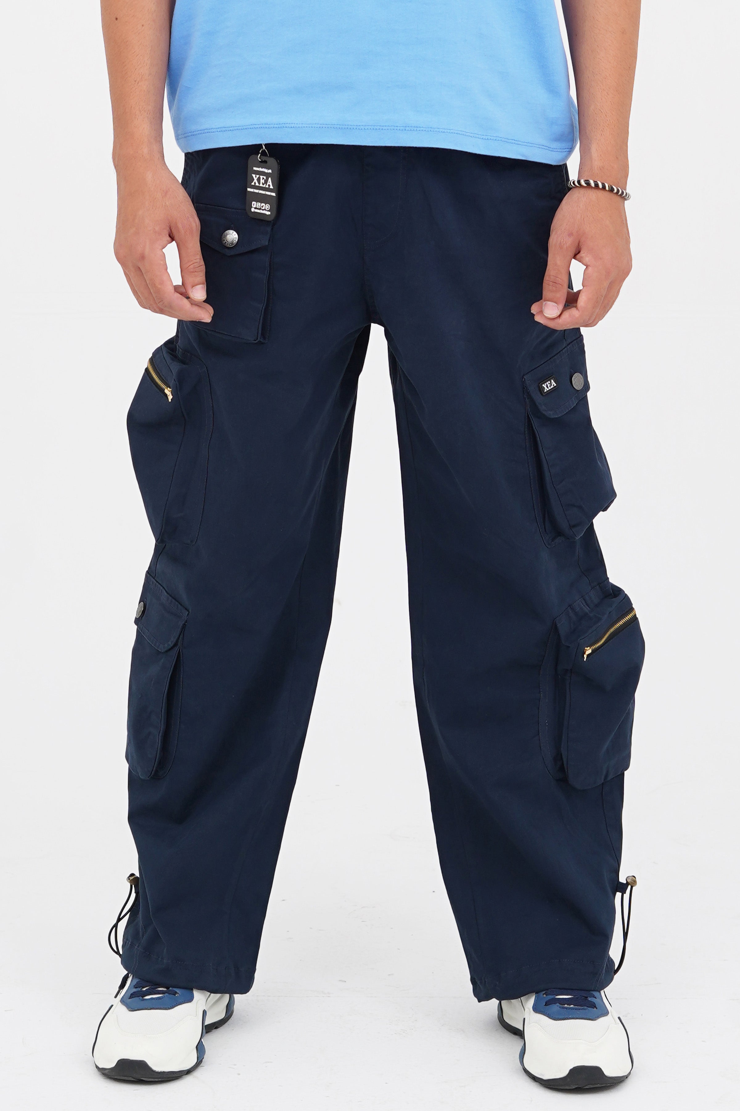 Men's Navy Blue Cotton Cargo Pant - CrossFitters