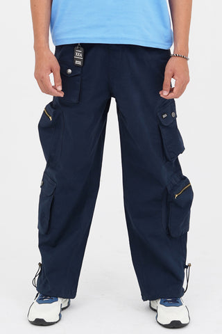 Men's Navy Blue Cotton Cargo Pant - CrossFitters