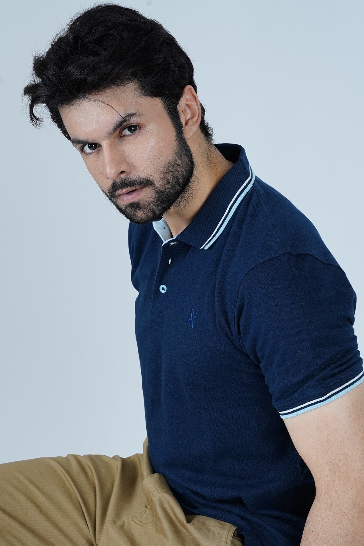 Men's Navy Blue Cotton Polo Shirt - CrossFitters