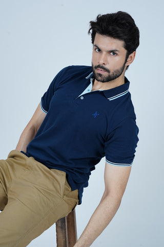 Men's Navy Blue Cotton Polo Shirt - CrossFitters