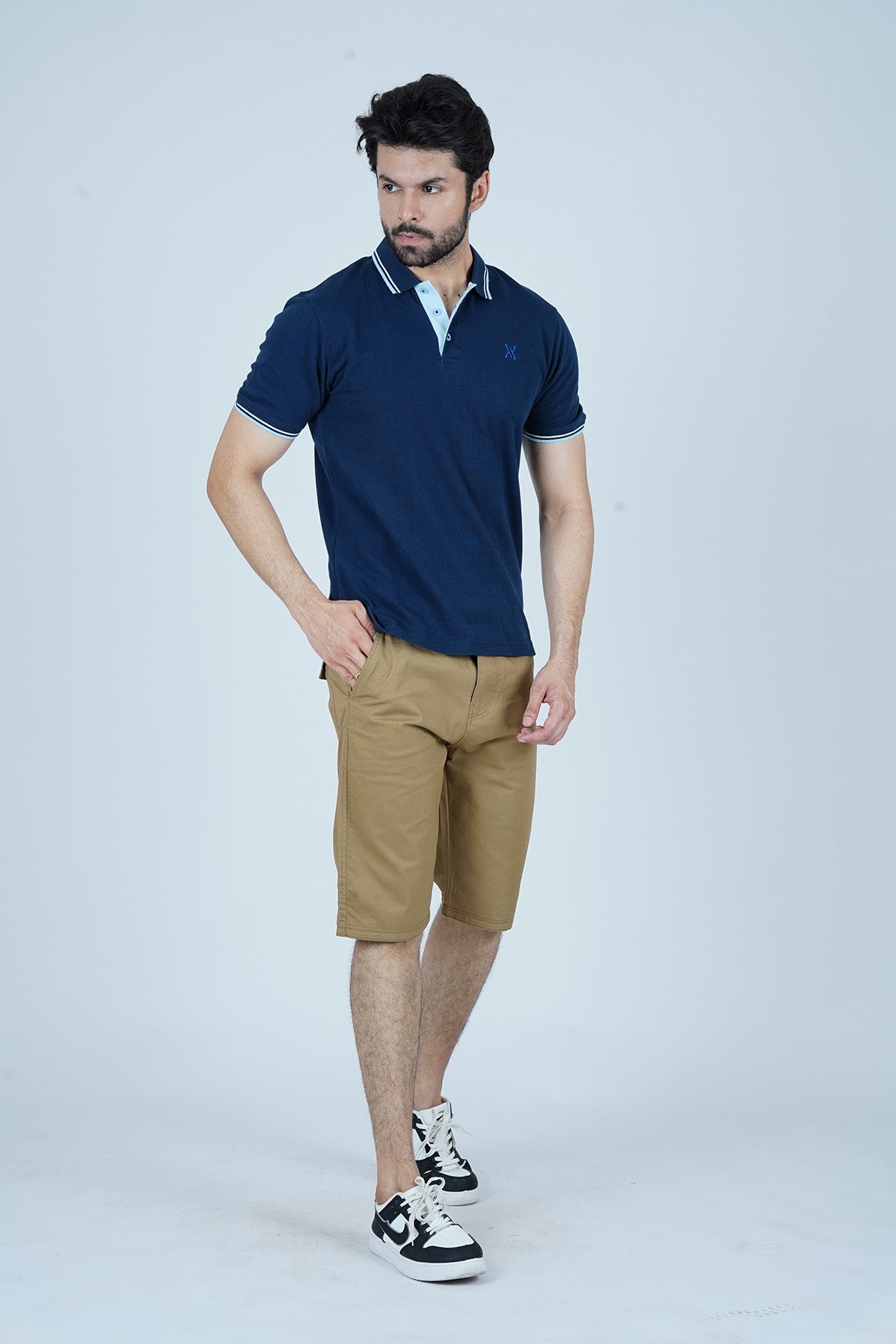 Men's Navy Blue Cotton Polo Shirt - CrossFitters