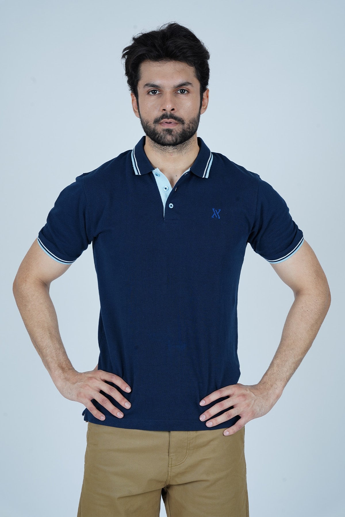 Men's Navy Blue Cotton Polo Shirt - CrossFitters