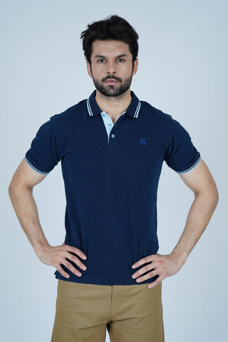 Men's Navy Blue Cotton Polo Shirt - CrossFitters