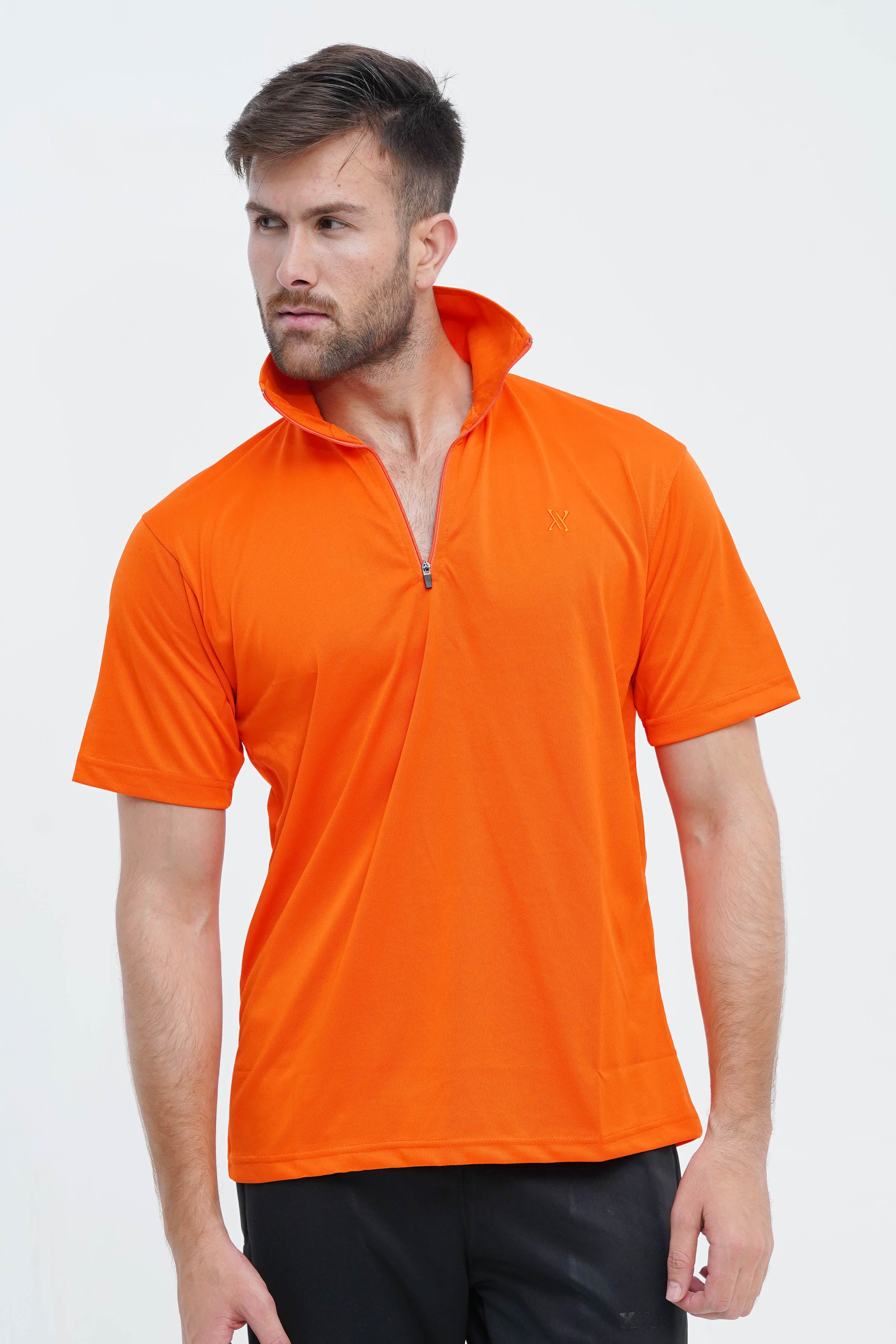 Men's Orange Polyester Polo Shirt - CrossFitters