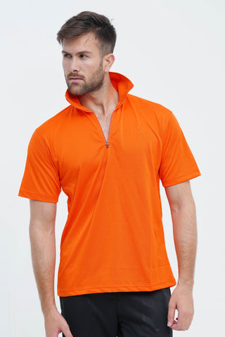 Men's Orange Polyester Polo Shirt - CrossFitters
