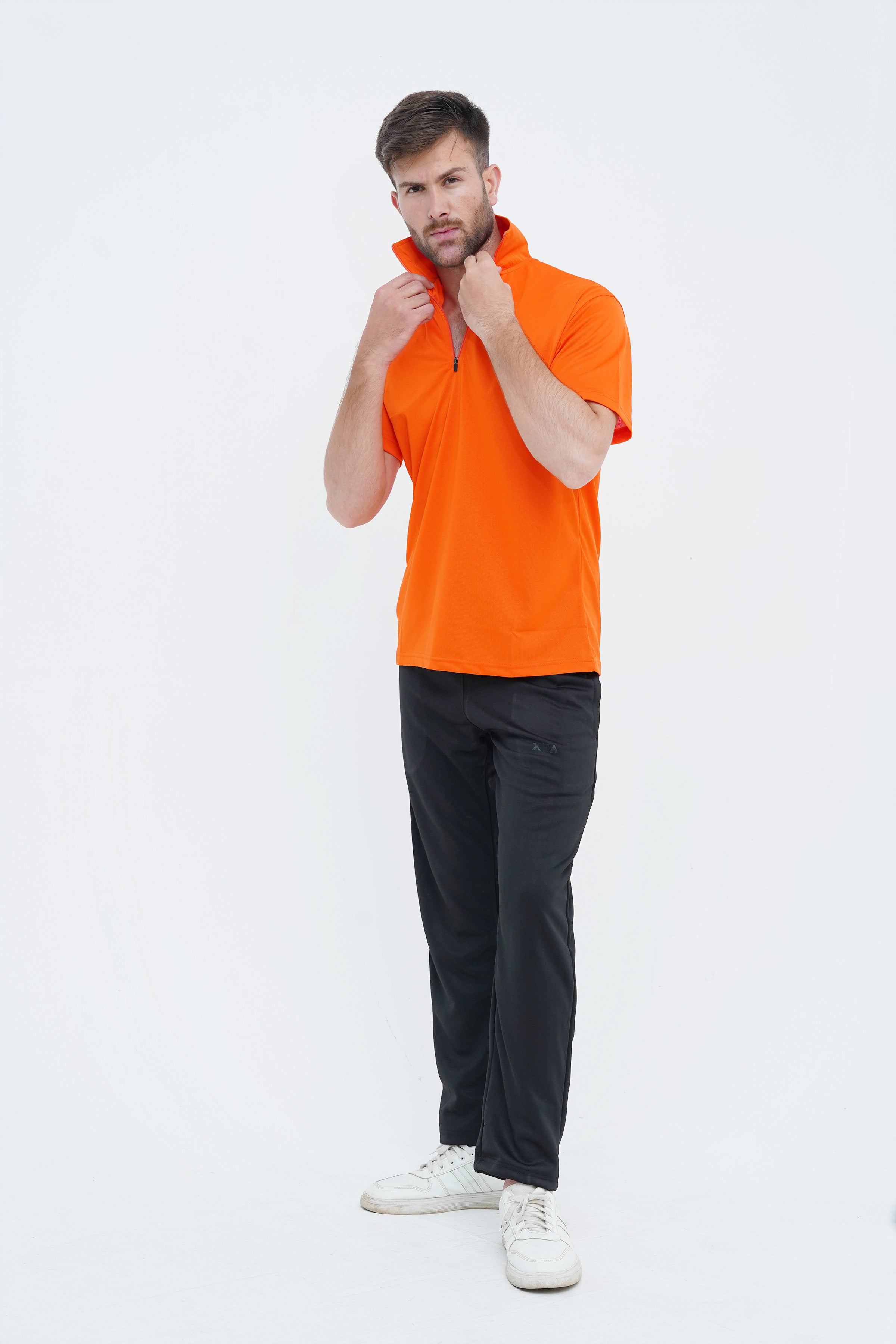 Men's Orange Polyester Polo Shirt - CrossFitters