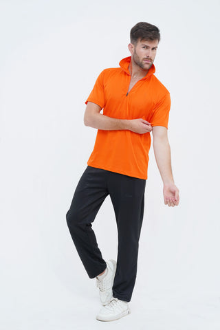 Men's Orange Polyester Polo Shirt - CrossFitters
