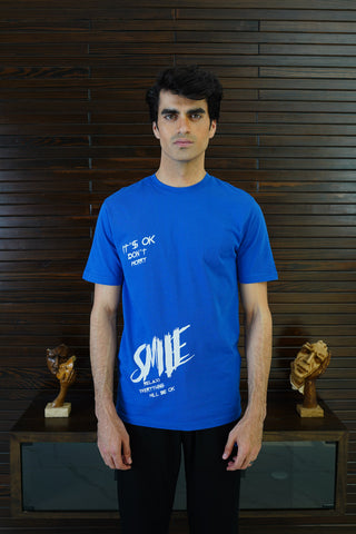Men's Smile Blue Cotton T-Shirt - CrossFitters
