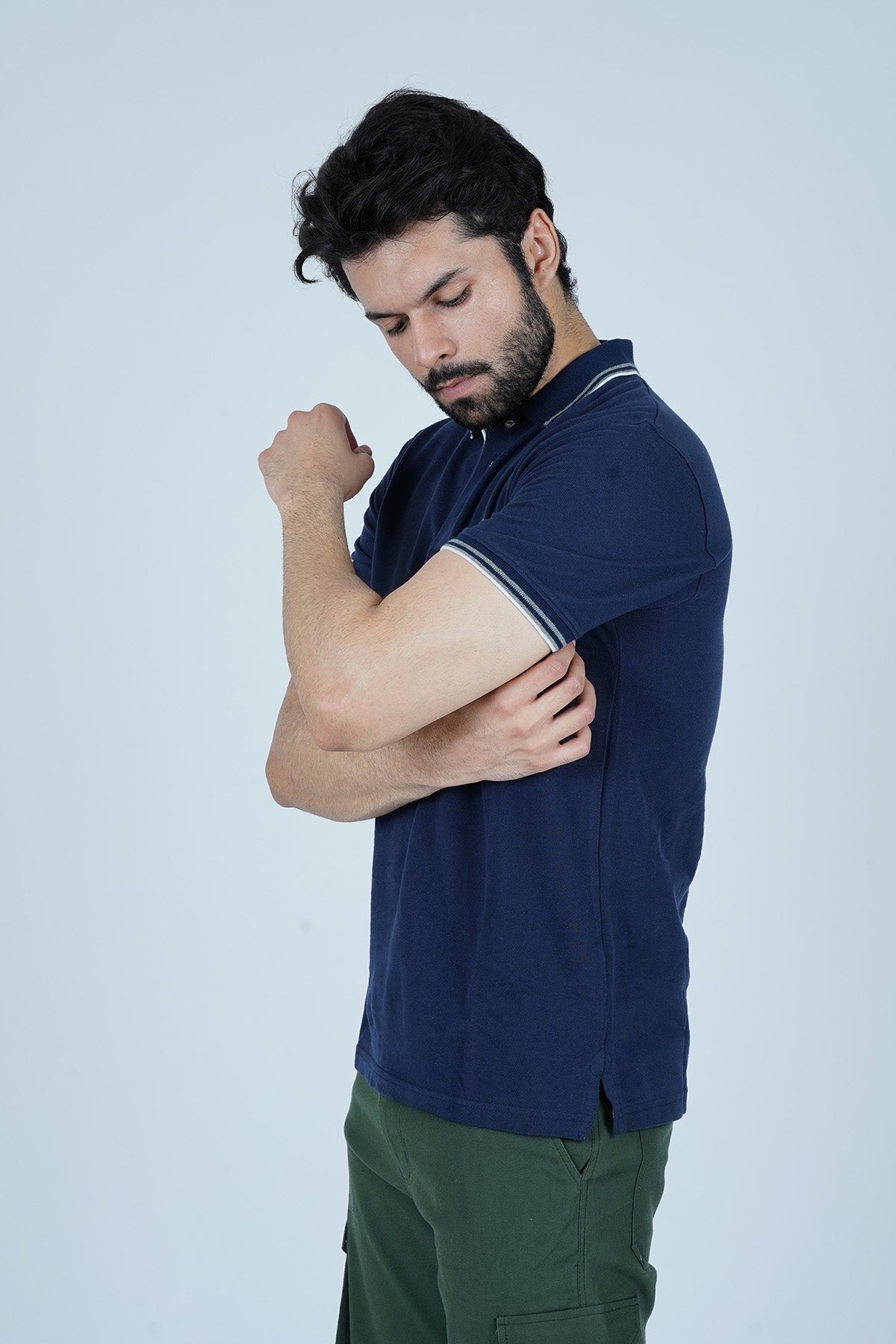 Men's Space Blue Cotton Polo Shirt - CrossFitters